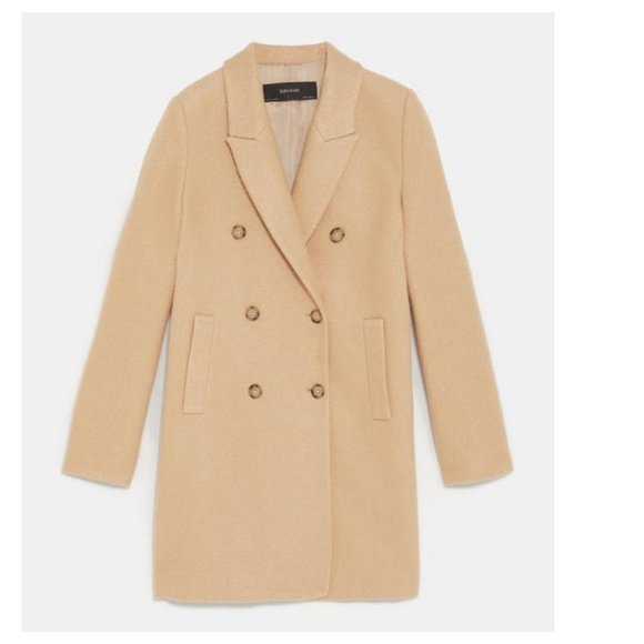 zara buttoned double breasted coat